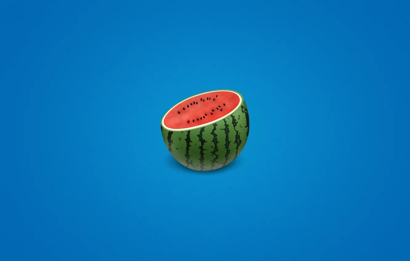 Photo wallpaper minimalism, watermelon, bone, blue background, half
