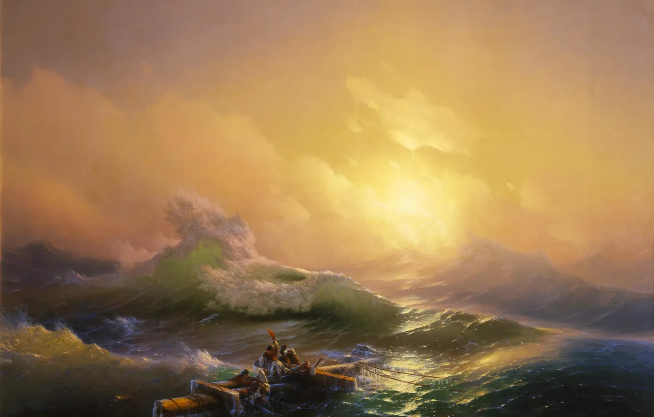 Photo wallpaper storm, the crash, Aivazovsky, the ninth wave