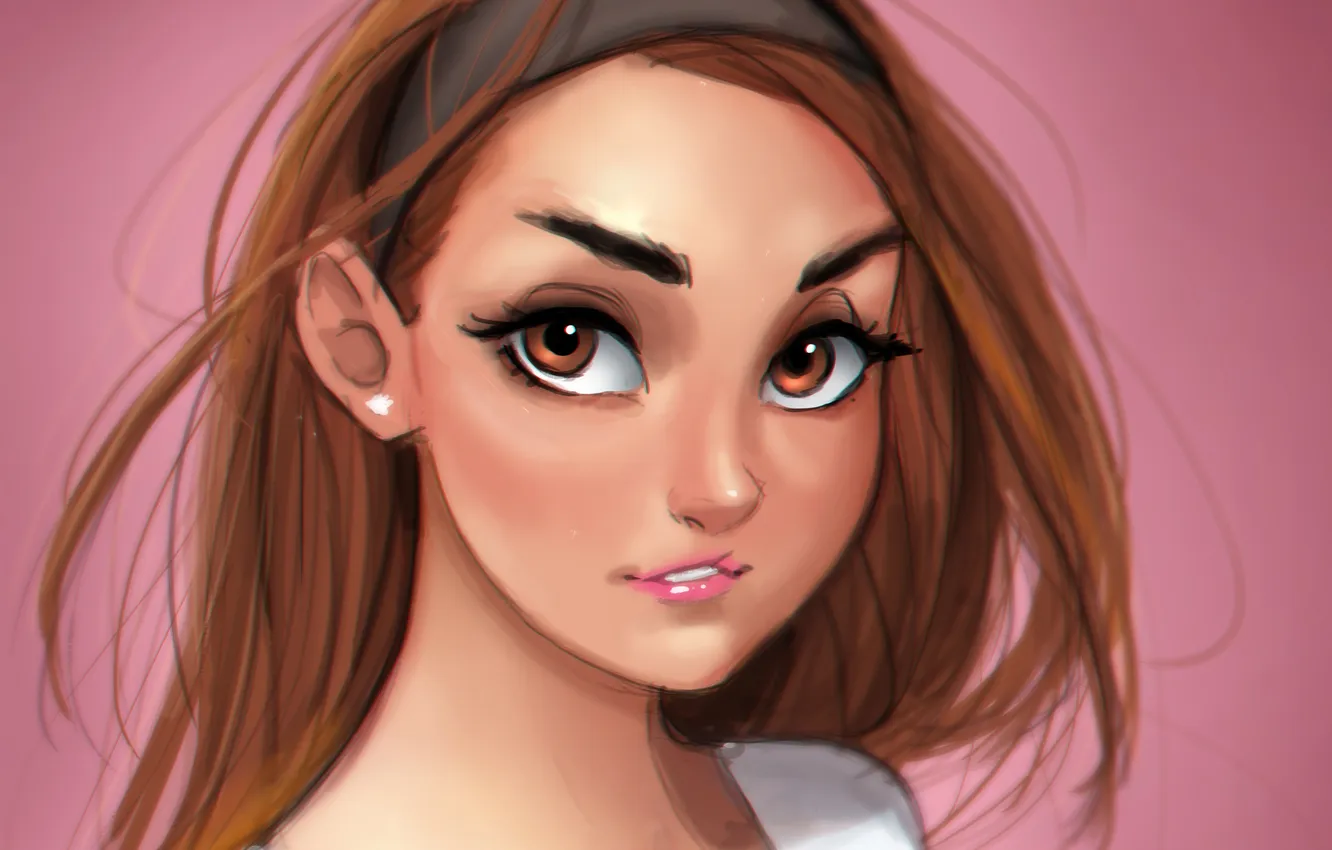 Photo wallpaper eyes, look, girl, face, hair, art, lips