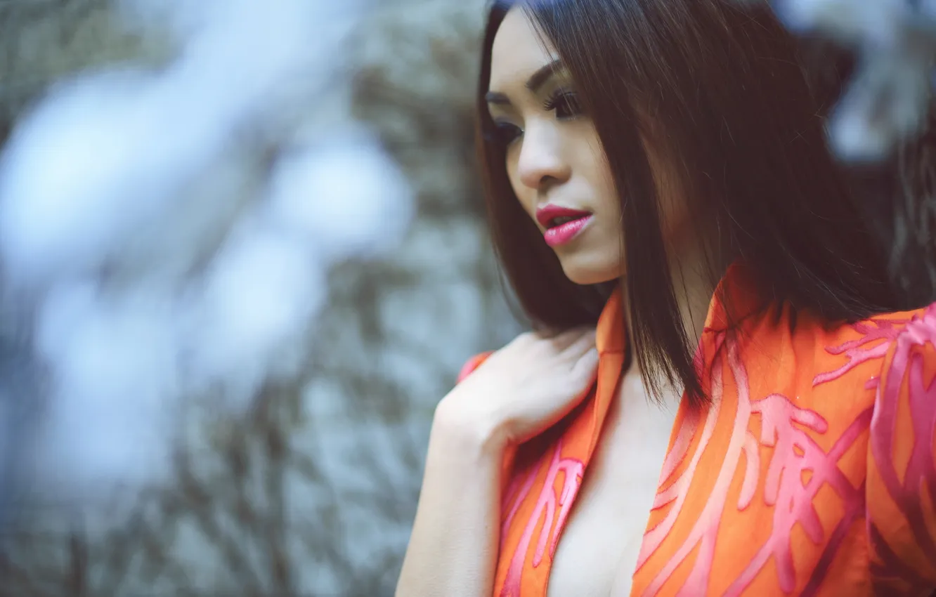 Photo wallpaper girl, background, Asian