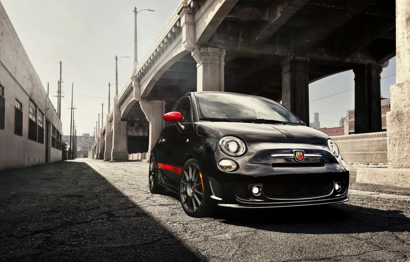 Photo wallpaper car, bridge, street, overpass, tuning, Fiat, Abarth, Fiat 500