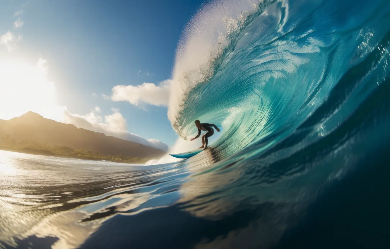 Photo wallpaper wave, summer, the ocean, stay, surfing, waves, surfing, AI Art