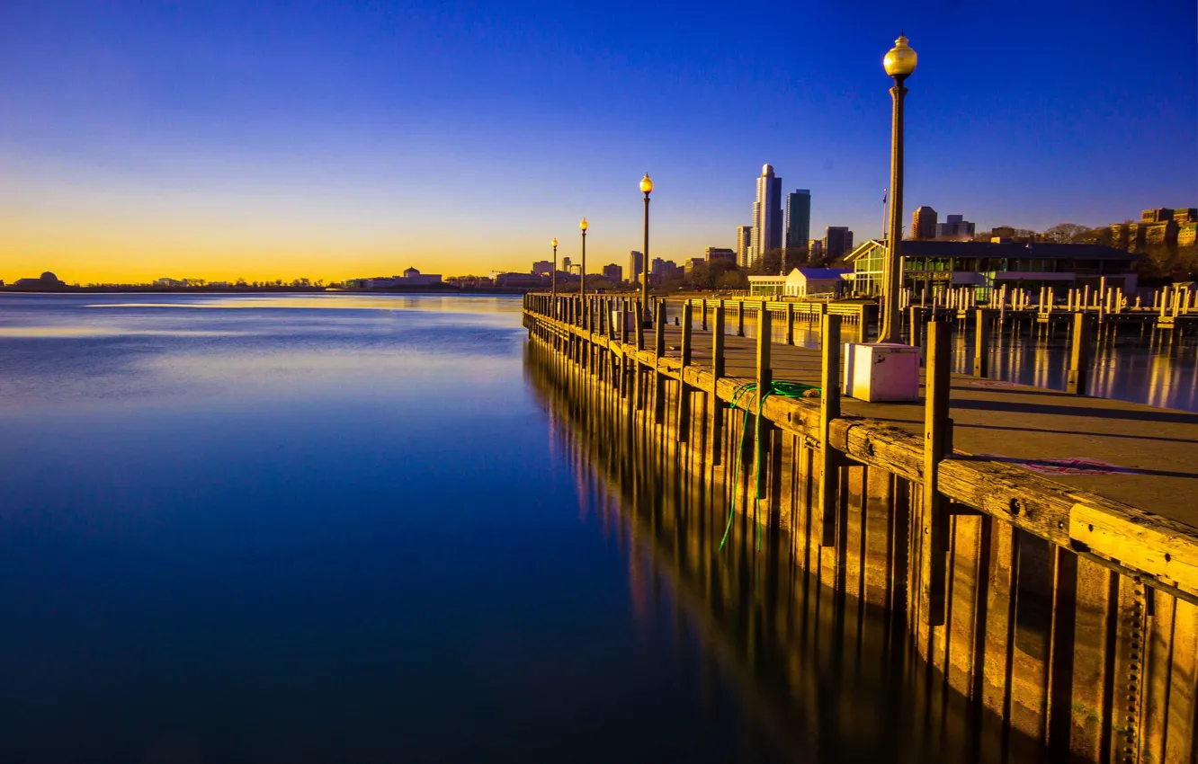 Photo wallpaper the city, the ocean, pier, pierce