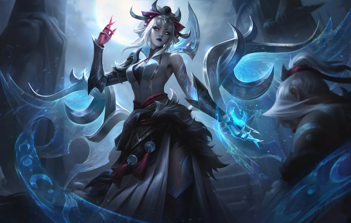 Photo wallpaper art, League of Legends, LoL, Morgana, skin, Snow Moon