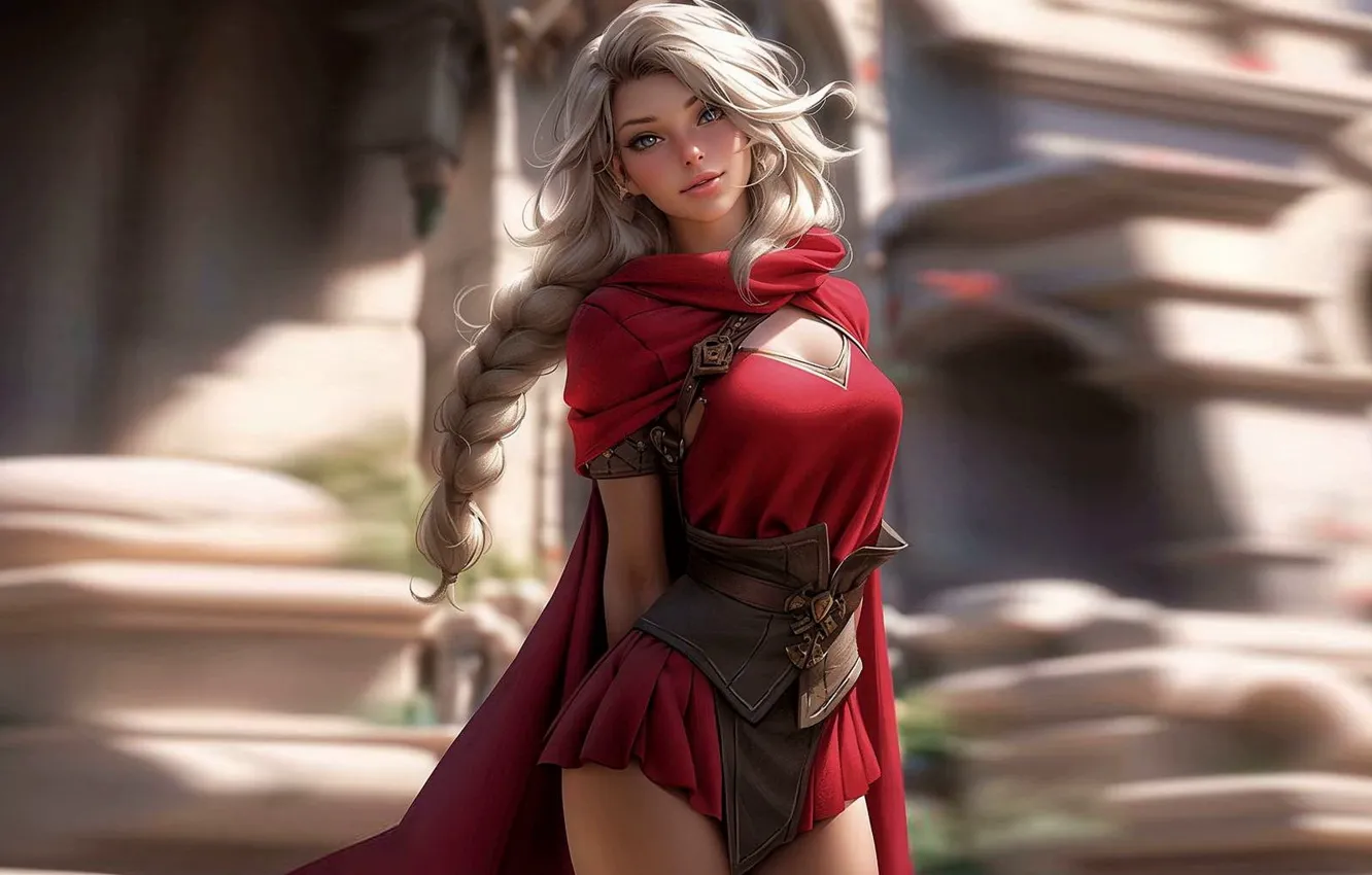 Photo wallpaper girl, blonde, AI Art