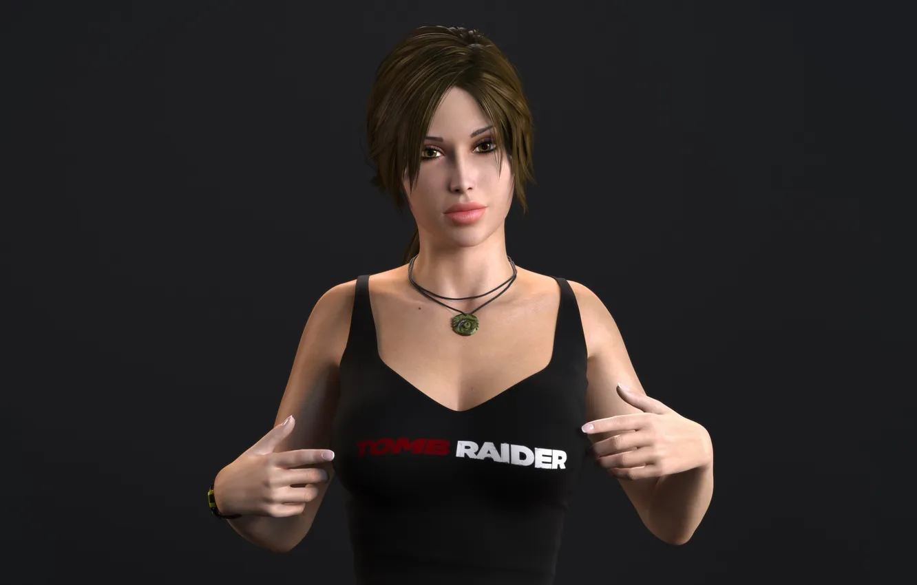 Photo wallpaper look, girl, background, Mike, Tomb Raider, Lara Croft, rendering