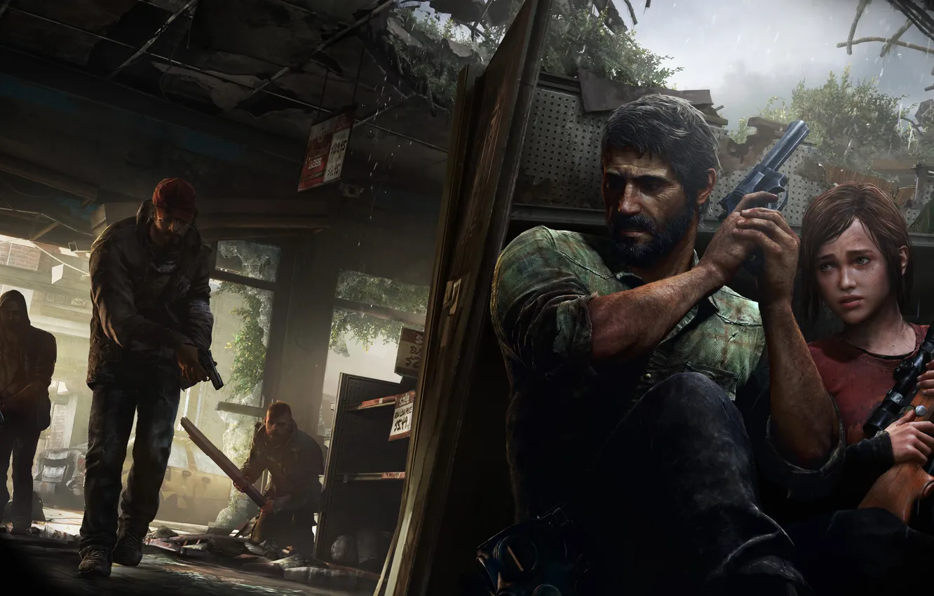 Photo wallpaper Apocalypse, the bandits, Ellie, revolver, epidemic, sniper rifle, The Last of Us, Joel