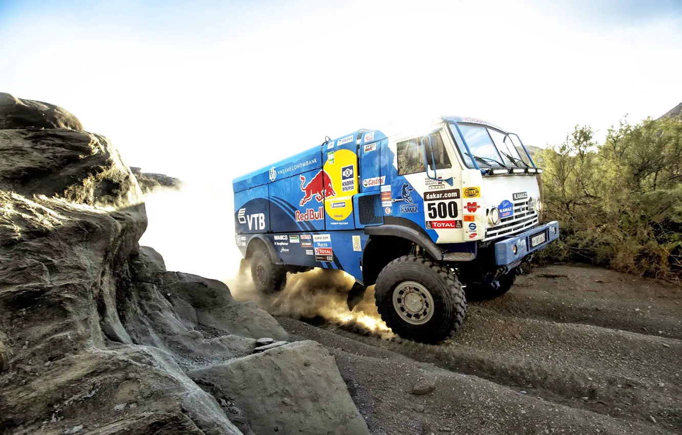 Photo wallpaper Blue, Dust, Sport, Machine, Speed, Truck, Race, 500