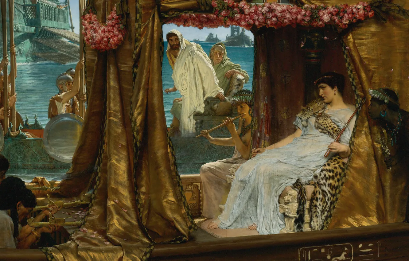 Photo wallpaper picture, history, genre, Lawrence Alma-Tadema, The meeting of Antony and Cleopatra, Lawrence Alma-Tadema