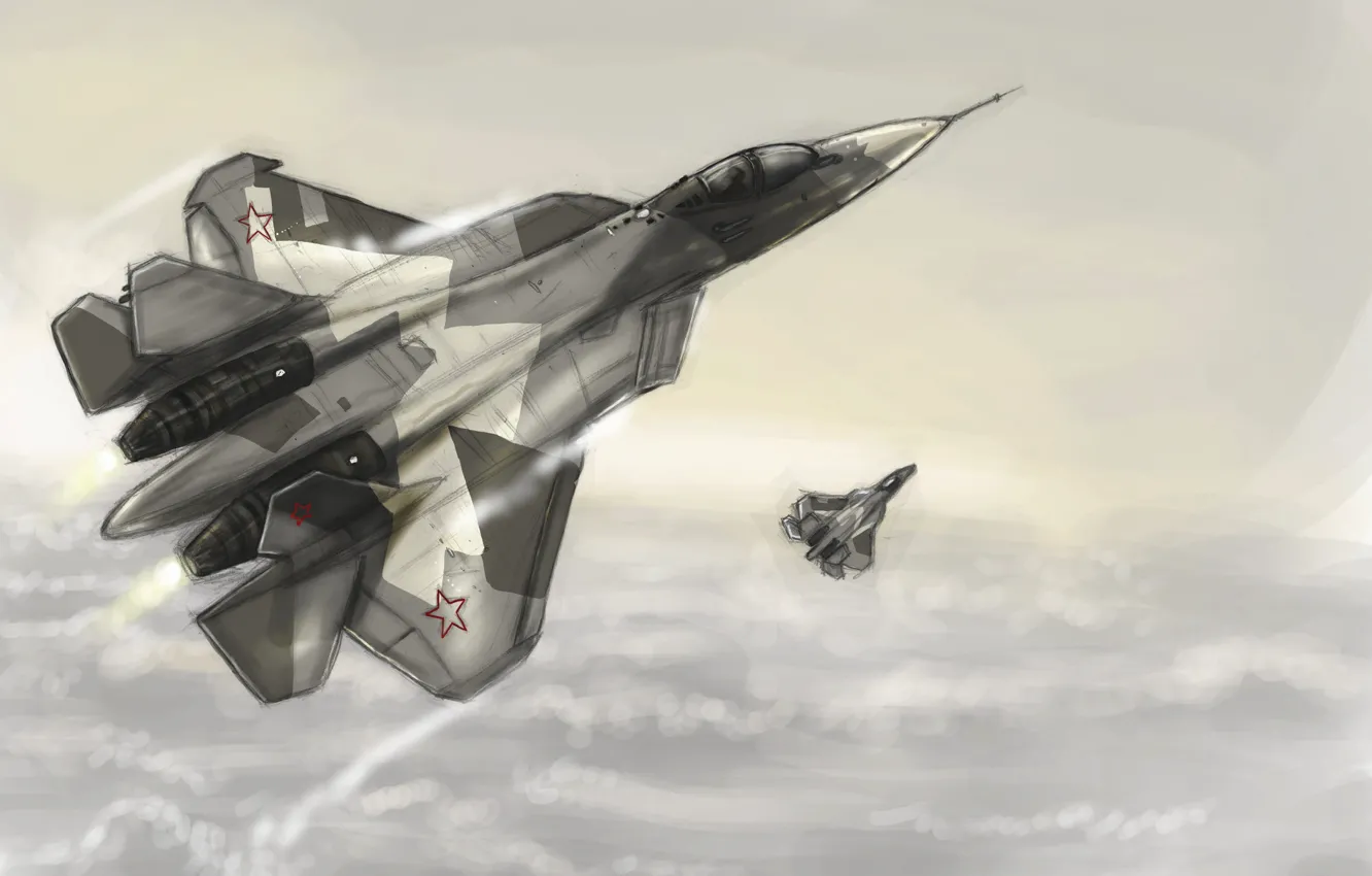 Photo wallpaper the sky, clouds, flight, figure, height, fighter, BBC, multipurpose