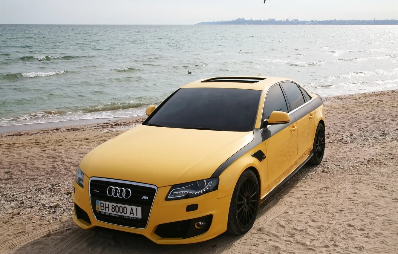 Photo wallpaper sand, auto, beach, water, Audi, audi, tuning