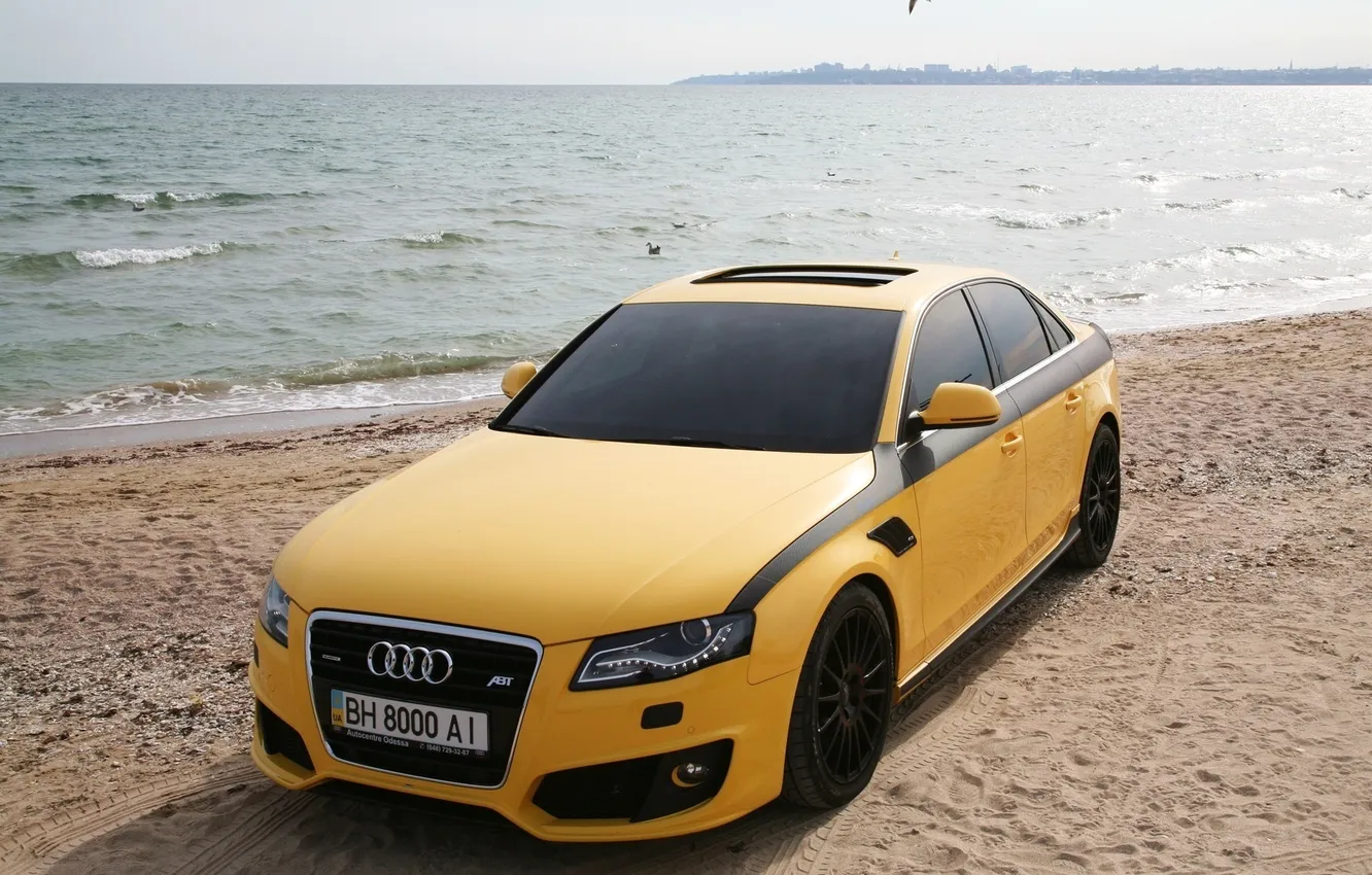 Photo wallpaper sand, auto, beach, water, Audi, Audi, tuning