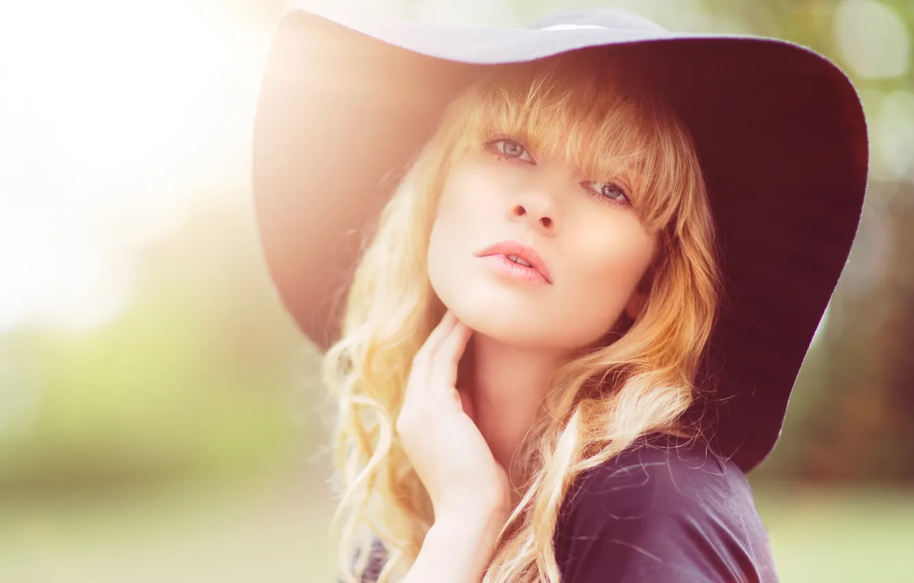 Photo wallpaper summer, look, girl, face, hair, hat, lips, cutie