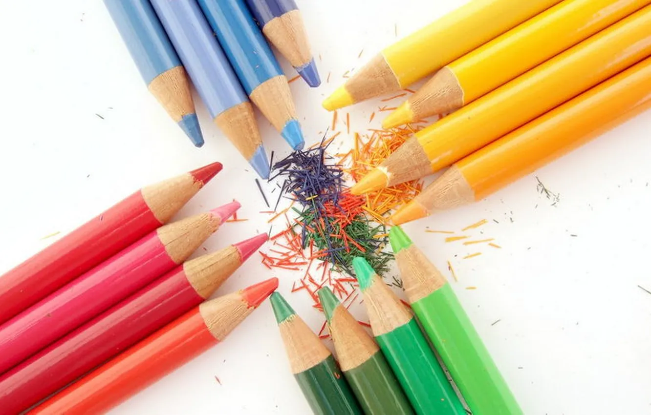 Photo wallpaper color, pencils, bright colors, sawdust