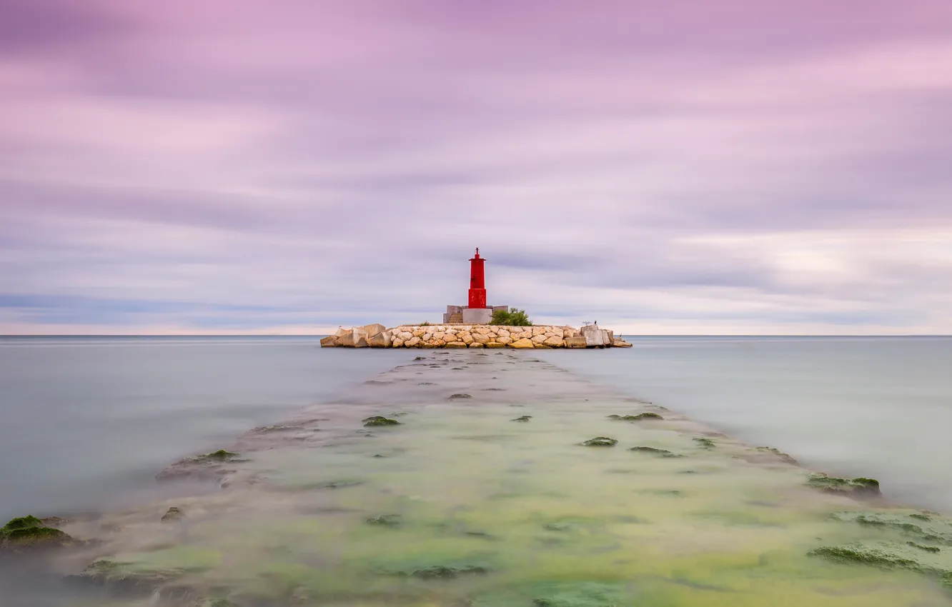 Photo wallpaper sea, lighthouse, Spain, Valencia