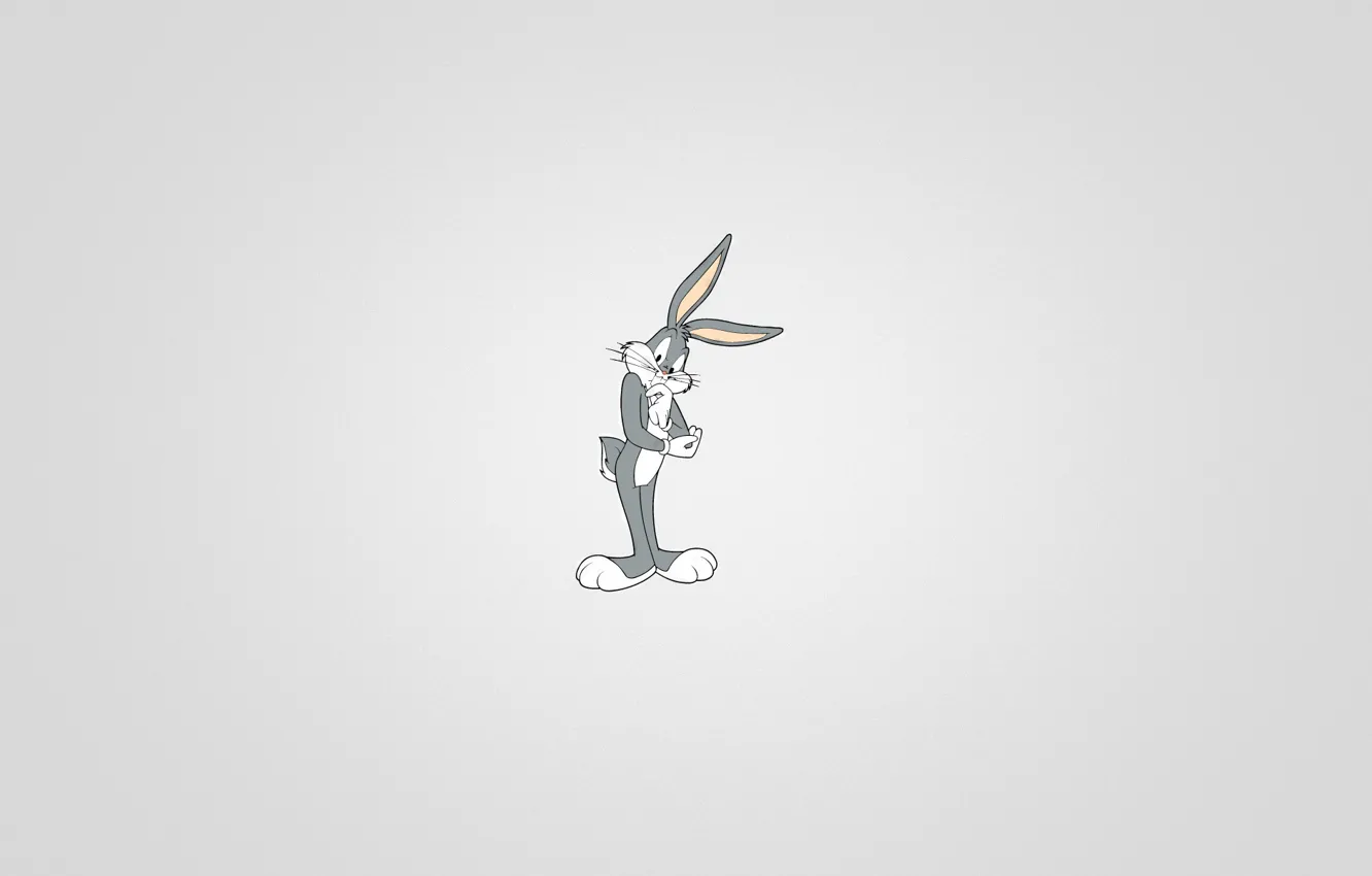 Photo wallpaper minimalism, rabbit, black background, sitting, Looney Tunes, Bugs Bunny, Bugs Bunny, a beam of light