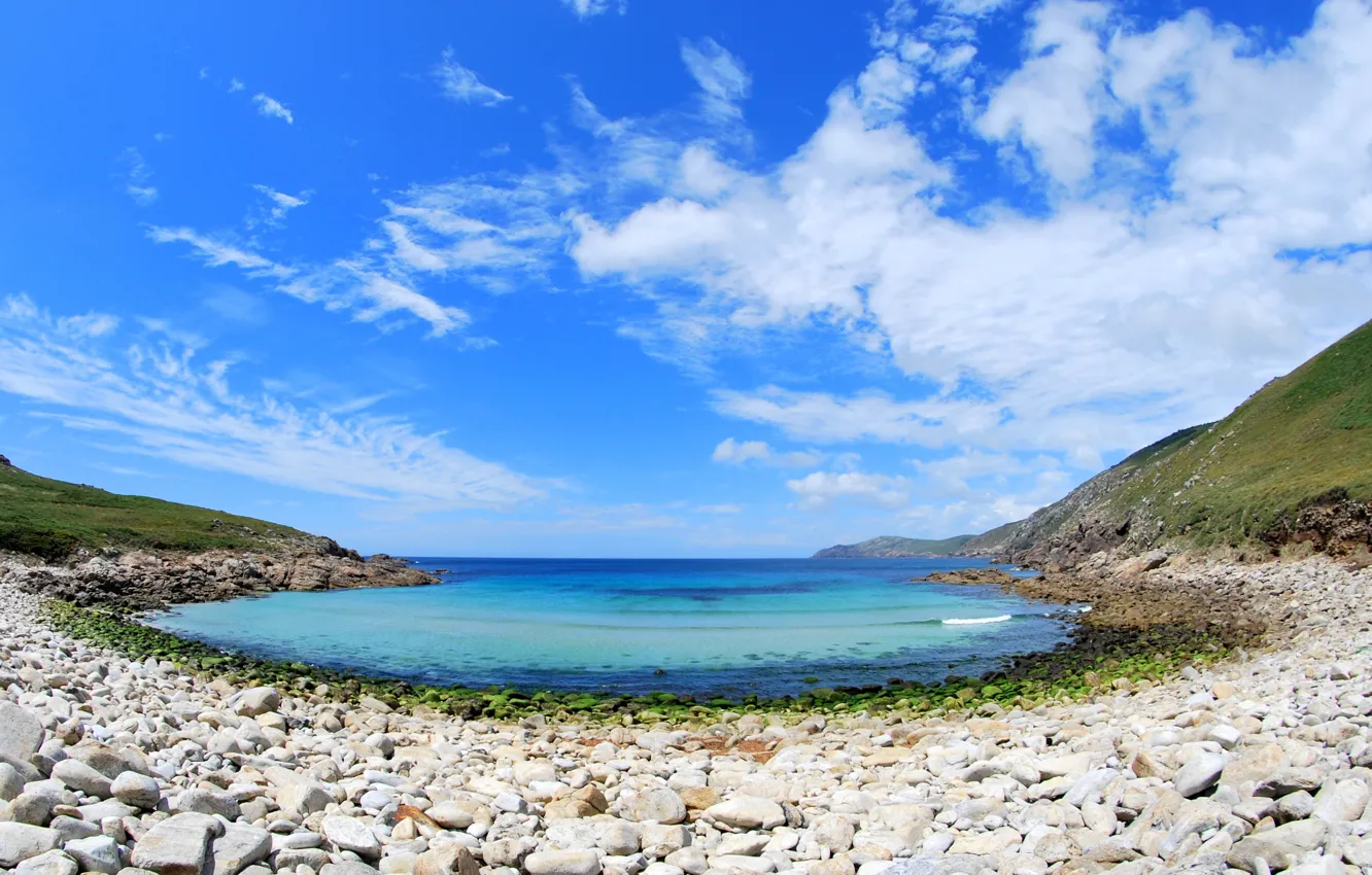 Photo wallpaper sea, the sky, shore, tide, white stones
