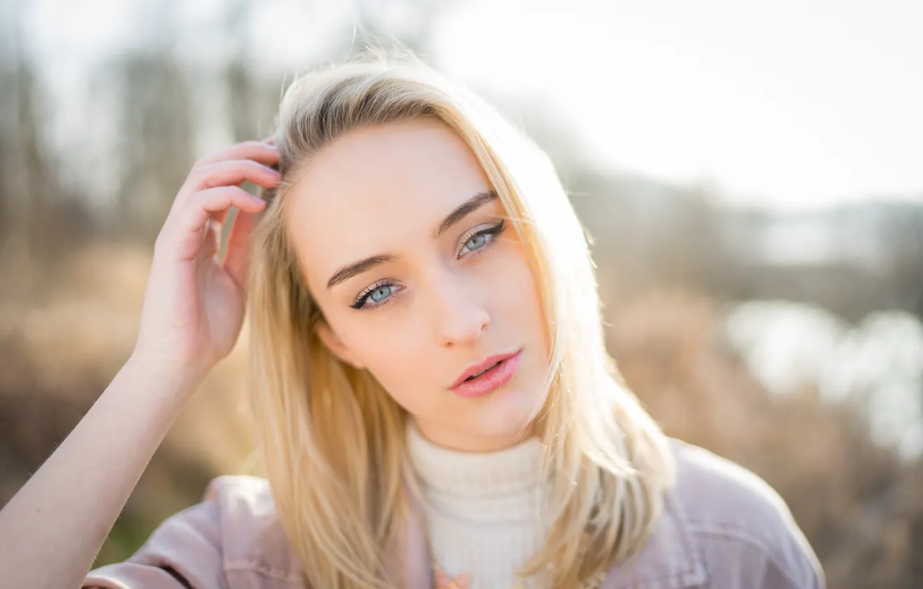 Photo wallpaper look, face, blonde, Sarah