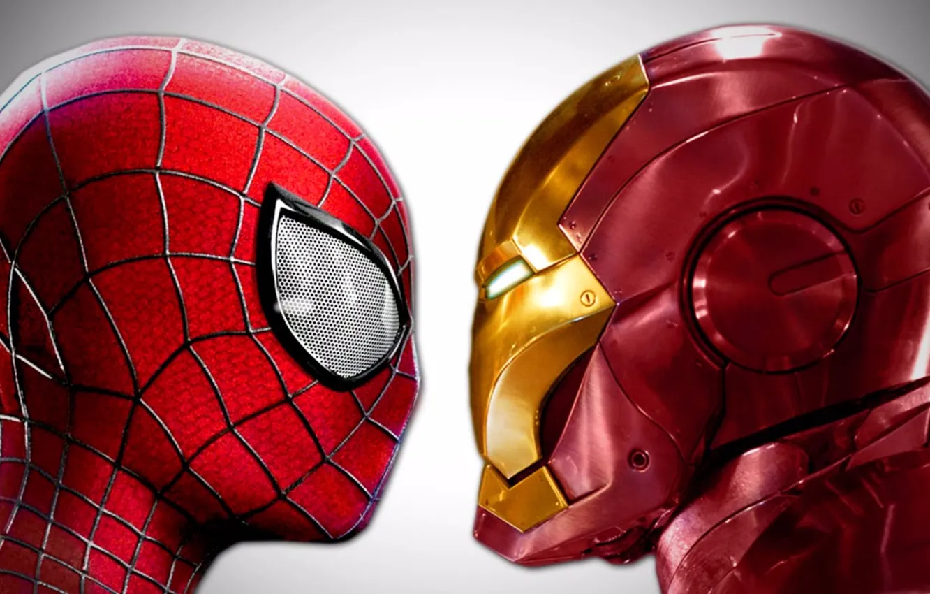 Photo wallpaper background, Iron Man, Marvel, Comics, Tony Stark, Peter Parker, Spider Man