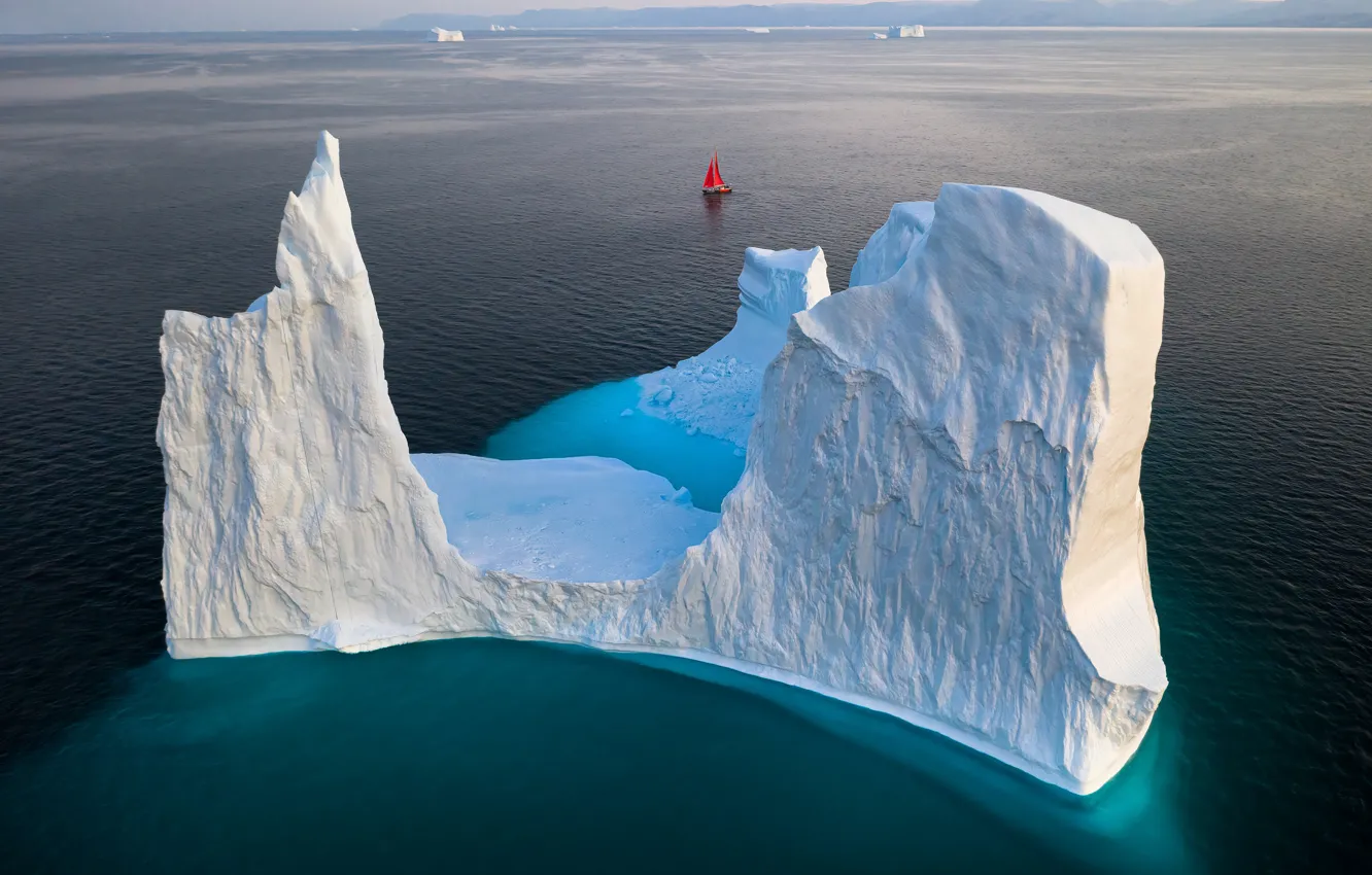 Photo wallpaper sailboat, iceberg, iceberg, Greenland, sailboat, greenland, Gerald Macua