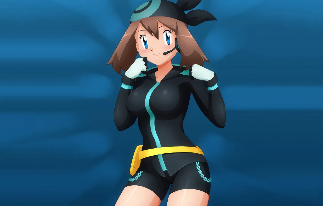 Photo wallpaper girl, sexy, may, shorts, blouse, brown hair, anime, blue eyes