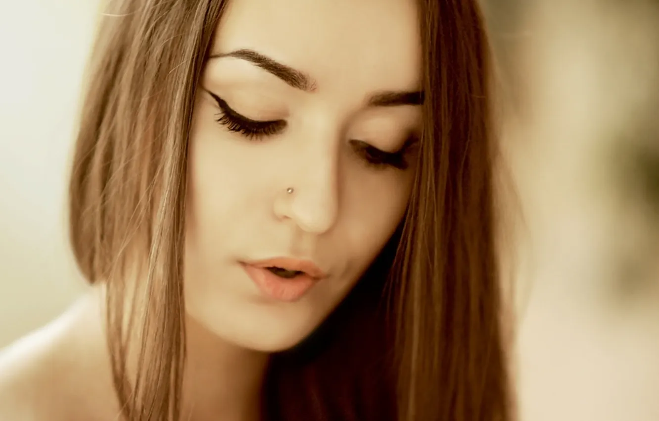 Photo wallpaper girl, face, portrait, piercing