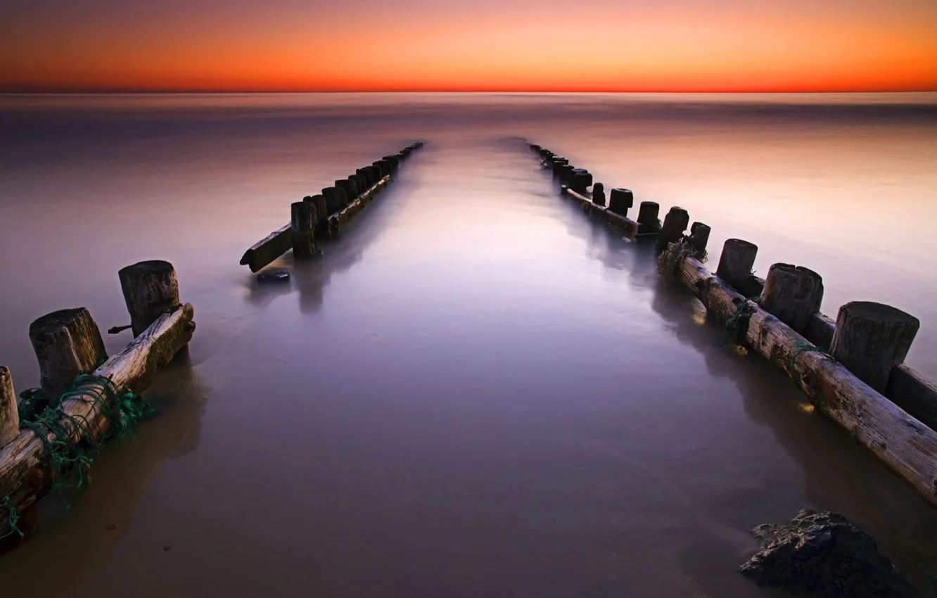 Photo wallpaper sea, sunset, the ocean