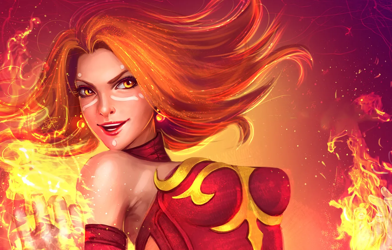 Photo wallpaper girl, background, dota 2, Lina