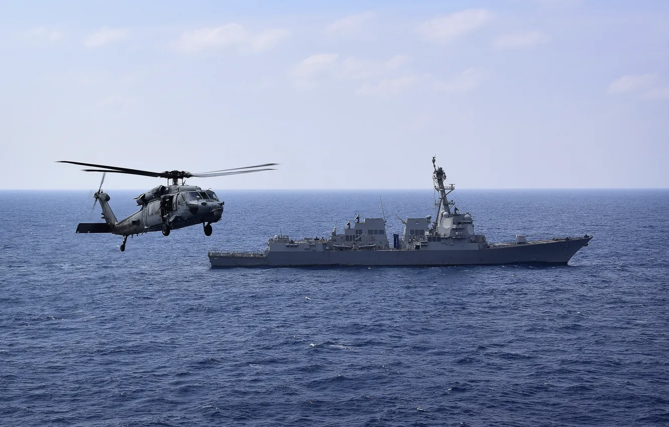 Photo wallpaper sea, ship, Seahawk, MH-60S