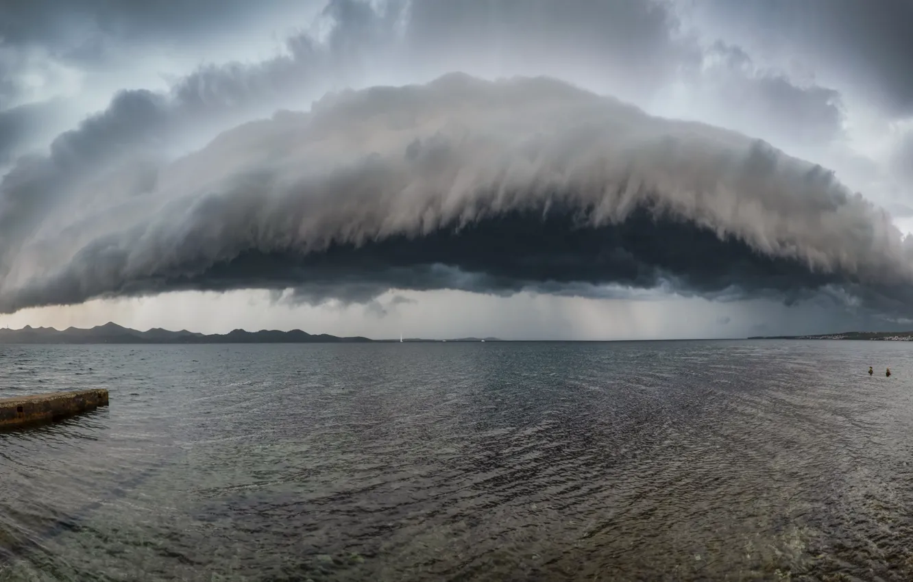 Photo wallpaper sea, clouds, nature