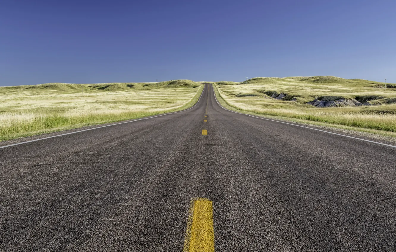 Photo wallpaper field, the sky, road