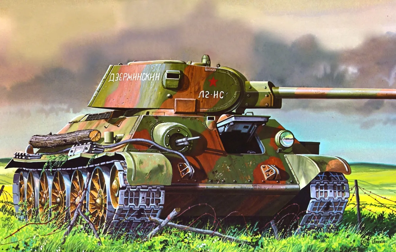 Photo wallpaper figure, The red army, medium tank, T-34/76, Don Greer