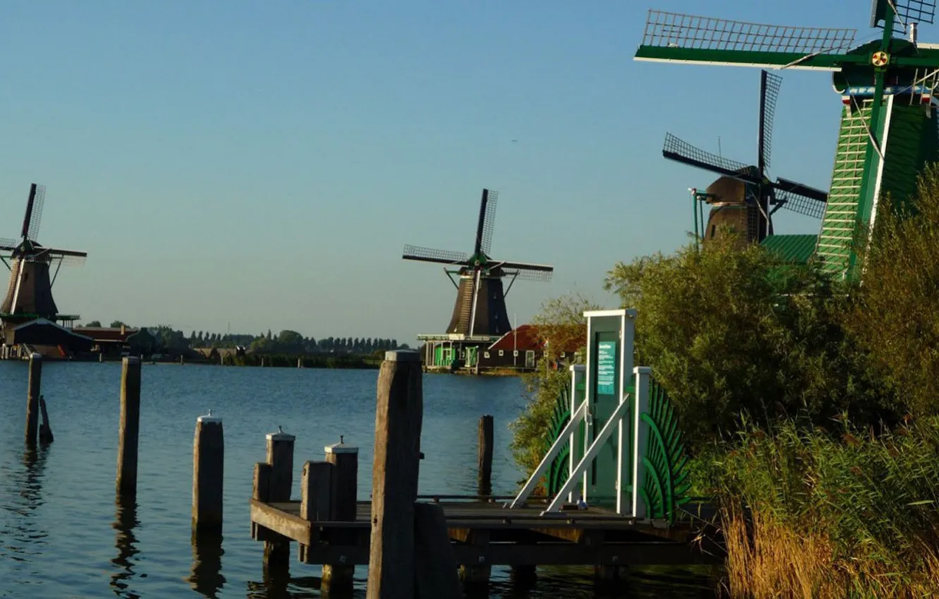 Photo wallpaper windmills, the netherlands, koog aan de zaan