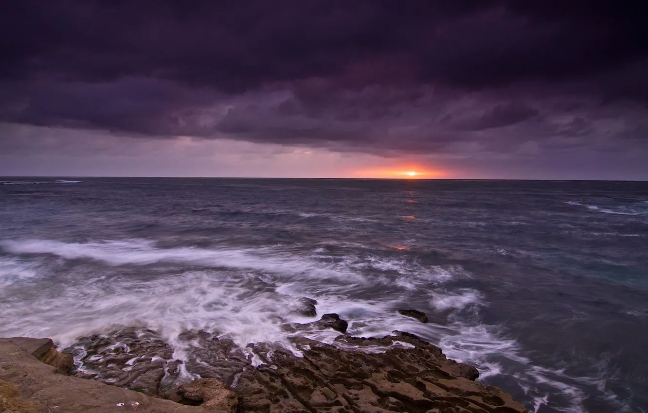Photo wallpaper sea, wave, sunset, 150