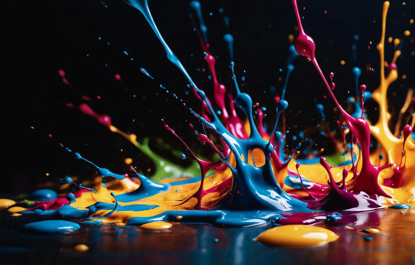 Photo wallpaper drops, squirt, abstraction, paint