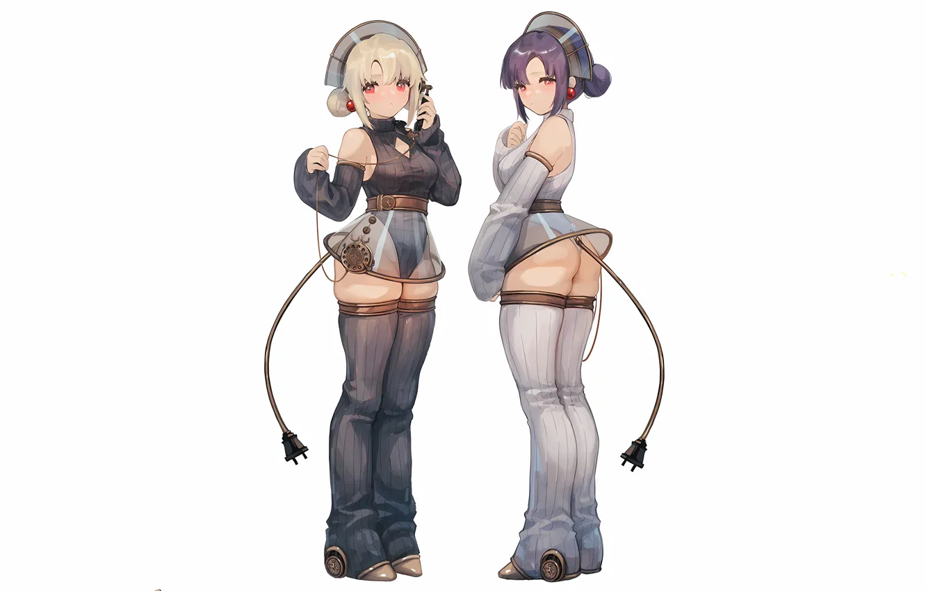 Photo wallpaper sexy, ass, thighhighs, legs, girls, anime, tail, beautiful