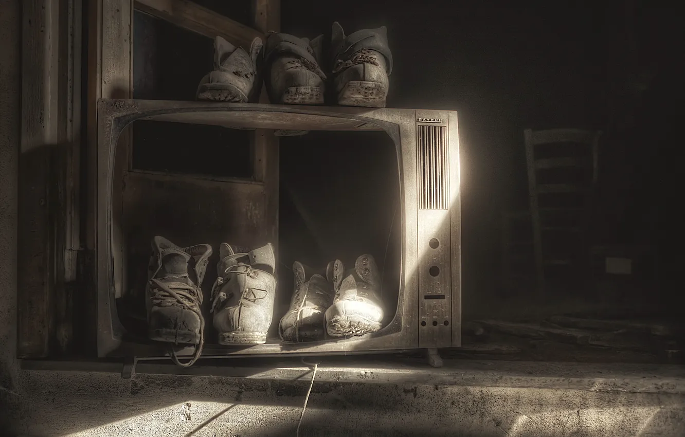 Photo wallpaper background, shoes, TV