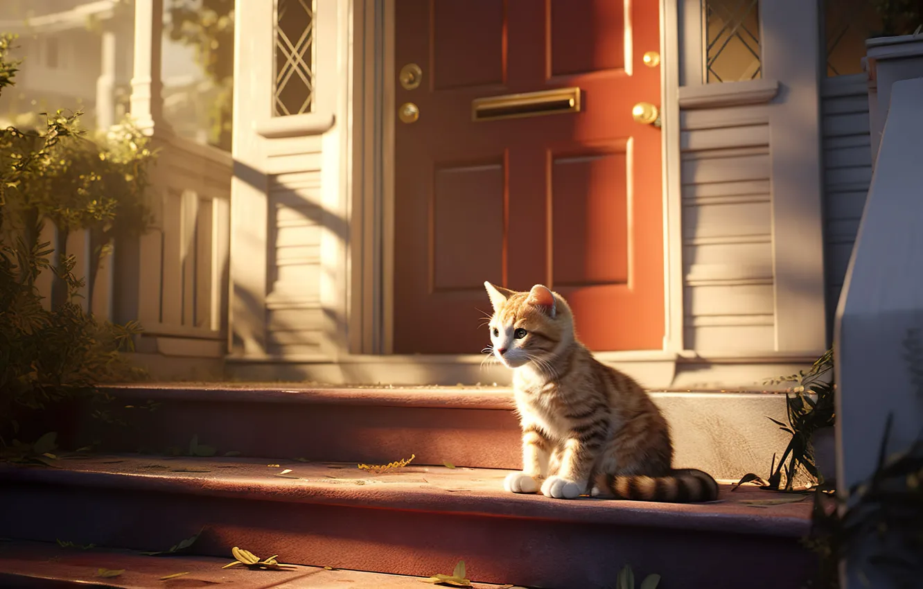 Photo wallpaper cat, cat, digital art, AI art, The Art of Artificial Intelligence, neural network