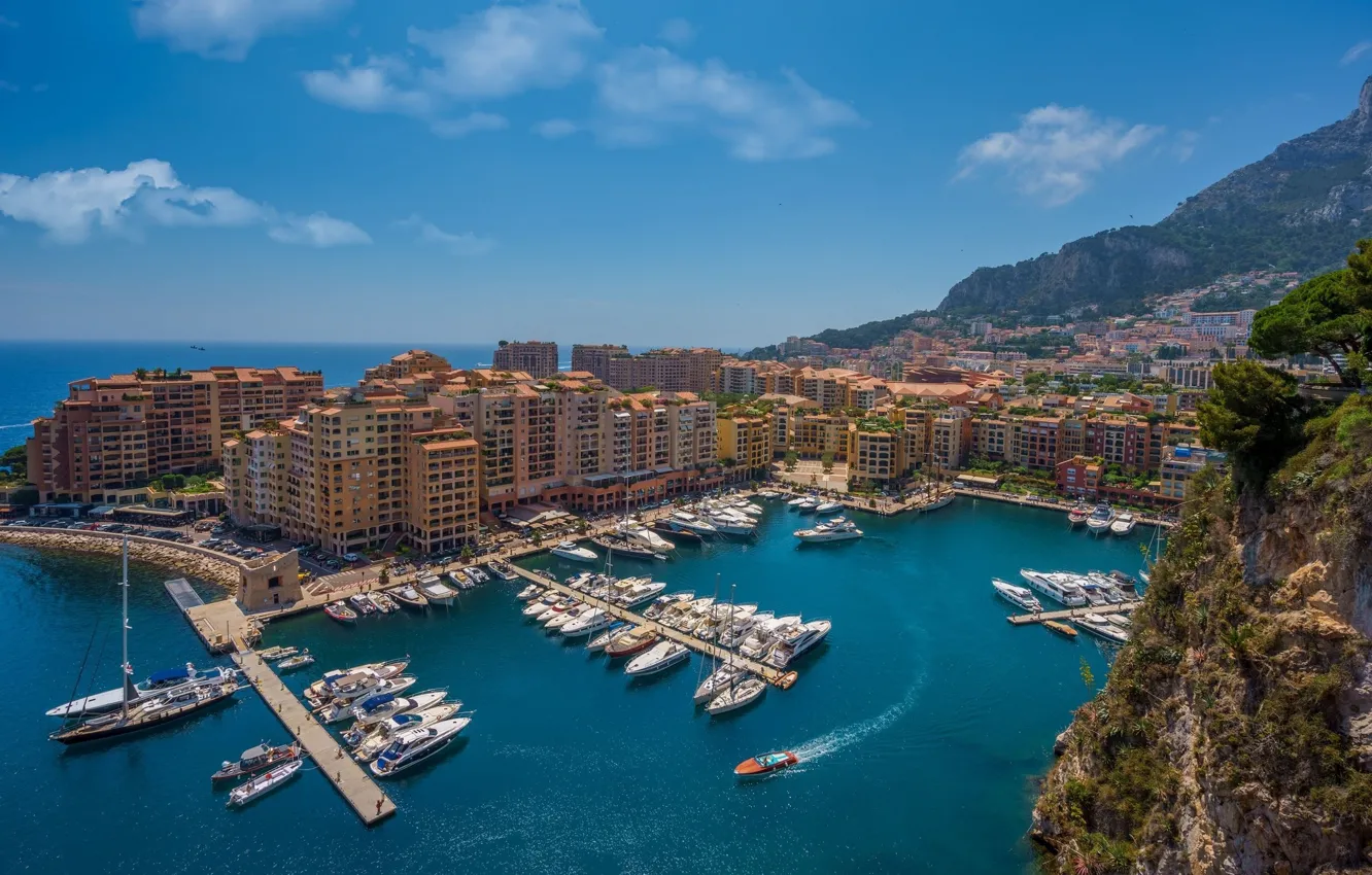 Photo wallpaper the city, yacht, panorama, Monaco