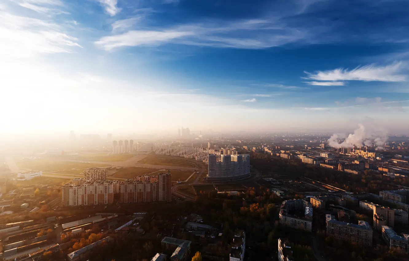Photo wallpaper the city, Wallpaper, home, skyscrapers, panorama, Moscow, wallpaper, Russia