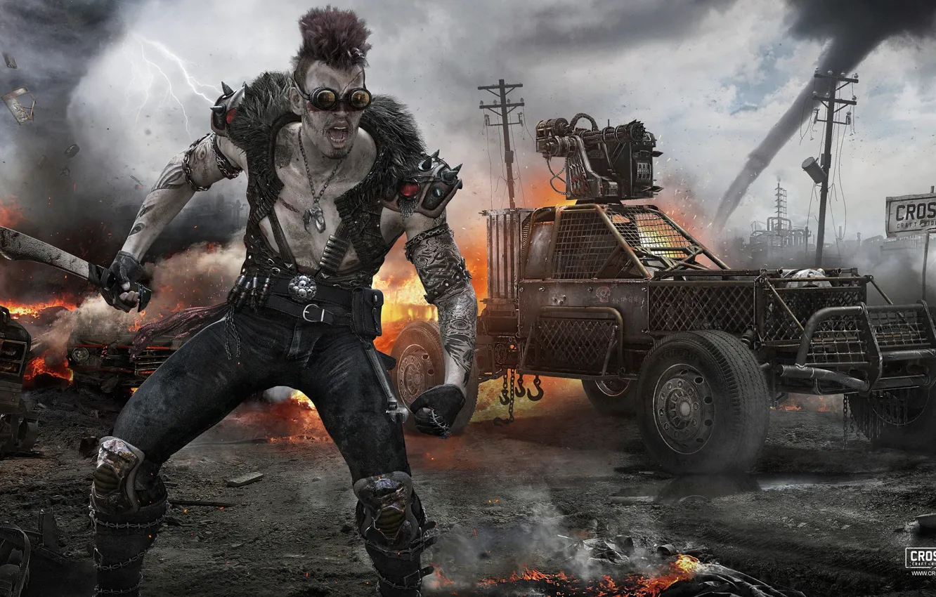 Photo wallpaper lights, transport, car, raider, Crossout