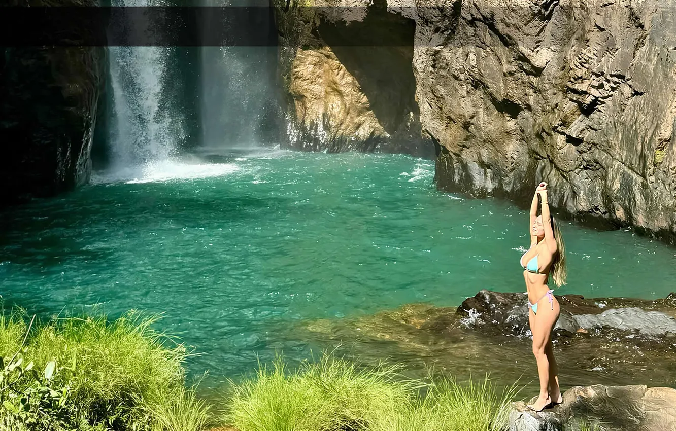 Photo wallpaper girl, woman, water, bikini, natural