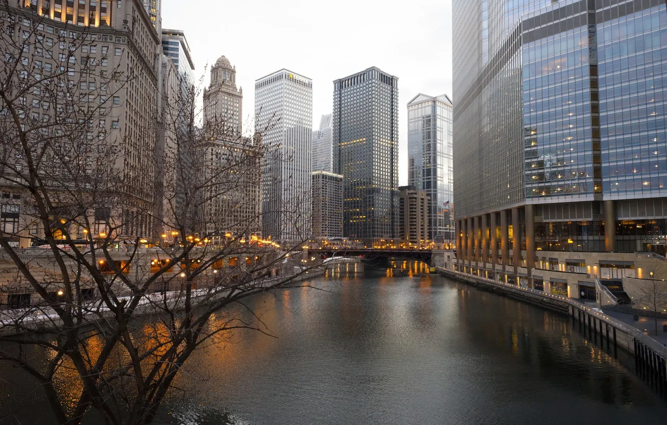 Photo wallpaper the sky, building, skyscrapers, Chicago, USA, USA, America, Chicago