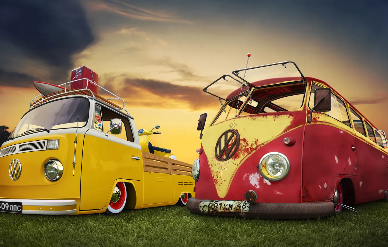 Photo wallpaper Volkswagen, Volkswagen, Minibus