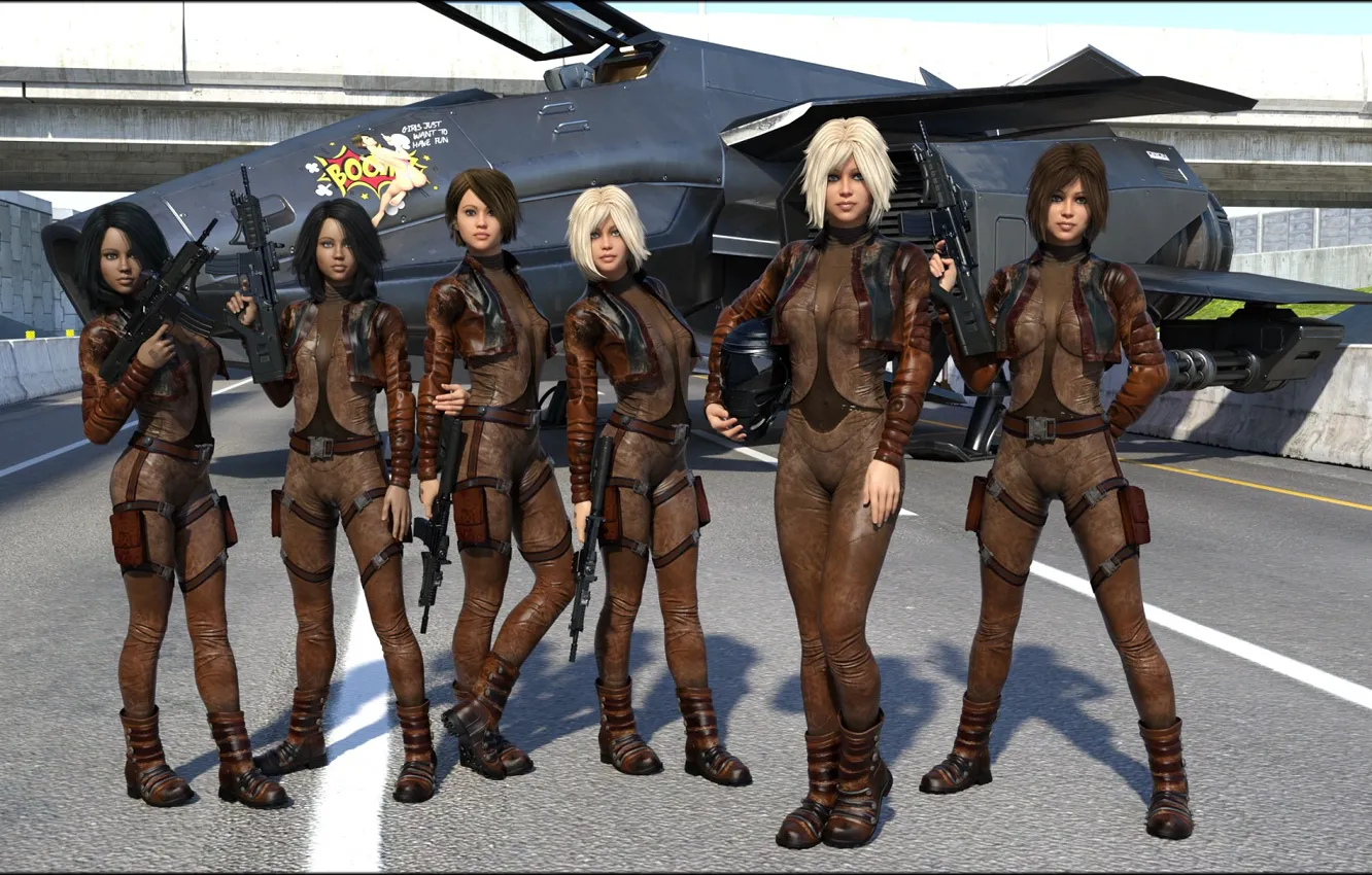 Photo wallpaper girl, group, costume