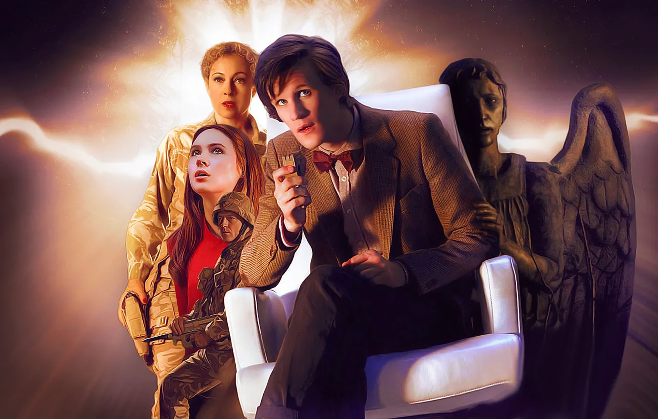 Photo wallpaper look, girl, woman, actress, art, soldiers, actor, male