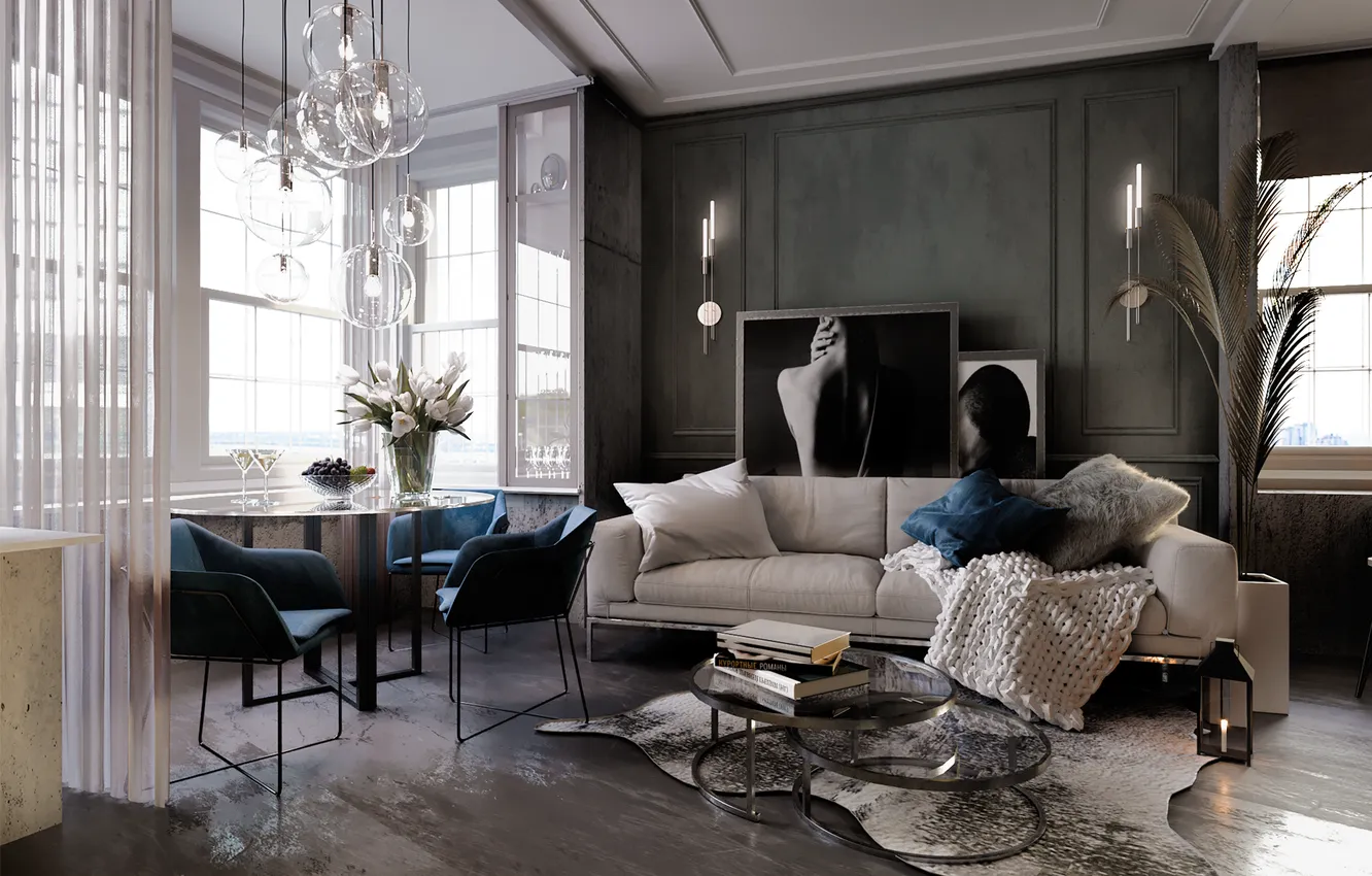 Photo wallpaper design, style, interior, picture, sofa, living room, dining room
