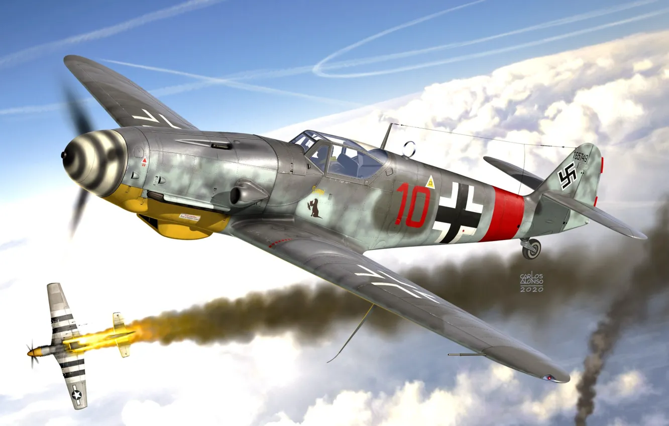 Photo wallpaper Germany, Messerschmitt, Air force, Messerschmitt Bf 109, Combat aircraft, Bf. 109G-14/AS