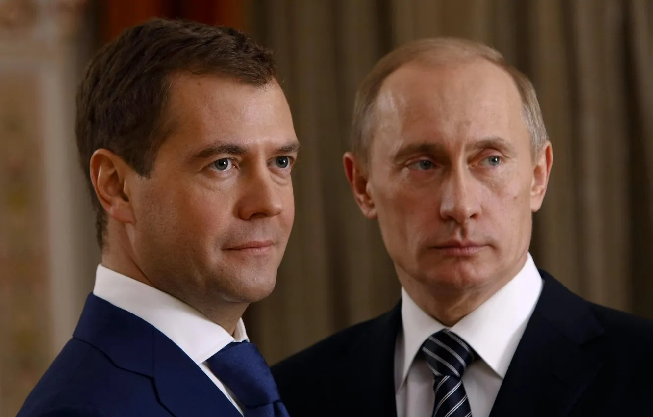 Photo wallpaper Putin, Vladimir, Putin Vladimir Vladimirovich, Dmitry Medvedev