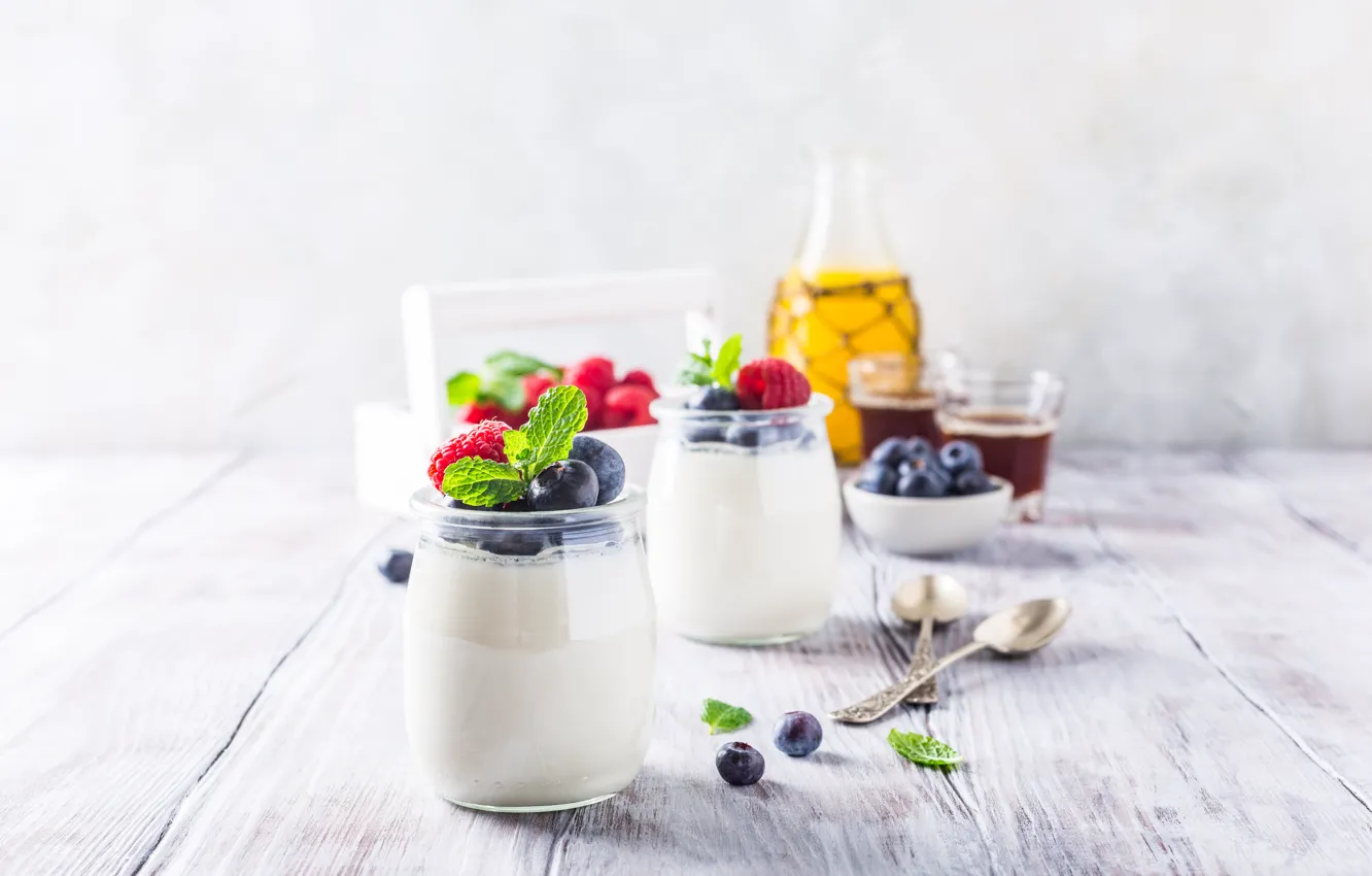 Photo wallpaper berries, Breakfast, yogurt, Iryna Melnyk